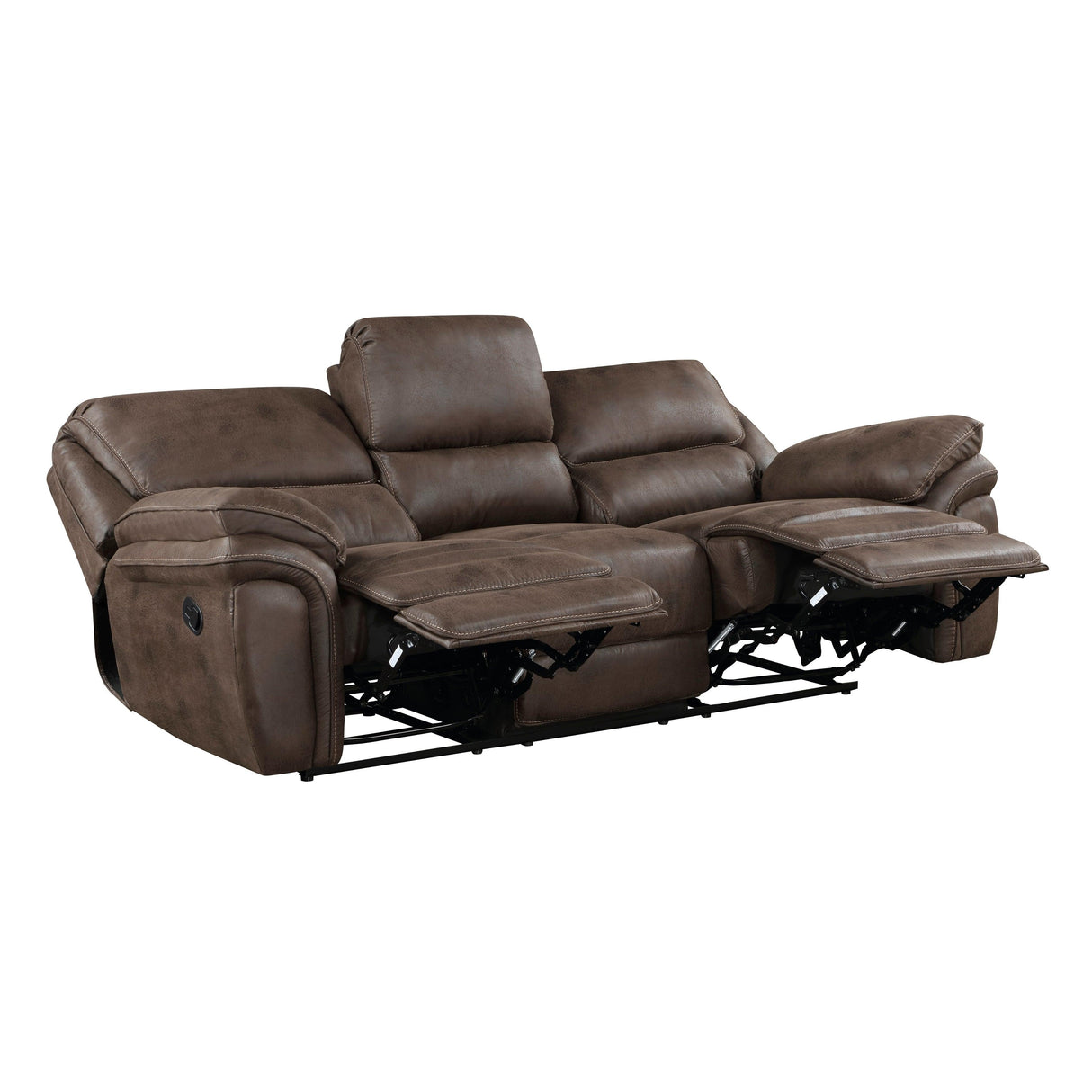 Proctor Brown Microfiber Double Reclining Sofa by Homelegance at Eve Furniture