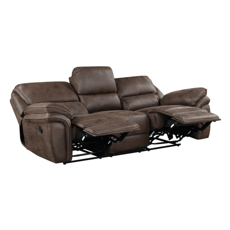 Proctor Brown Microfiber Double Reclining Sofa by Homelegance at Eve Furniture