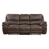 Proctor Brown Microfiber Double Reclining Sofa by Homelegance at Eve Furniture