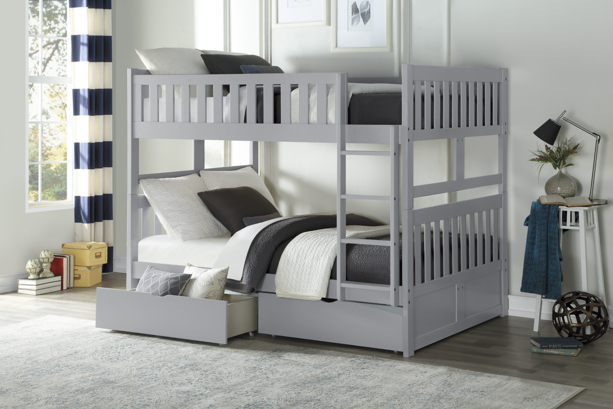 Orion Gray Full/Full Bunk Bed with Storage Boxes