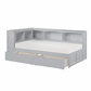 Orion Gray Twin Bookcase Corner Bed with Storage Boxes