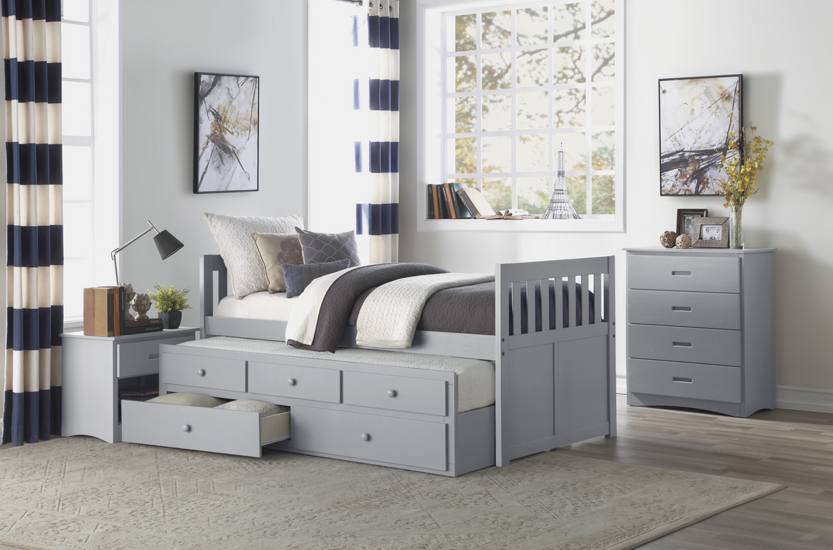 Orion Gray Twin Captains Trundle Bed