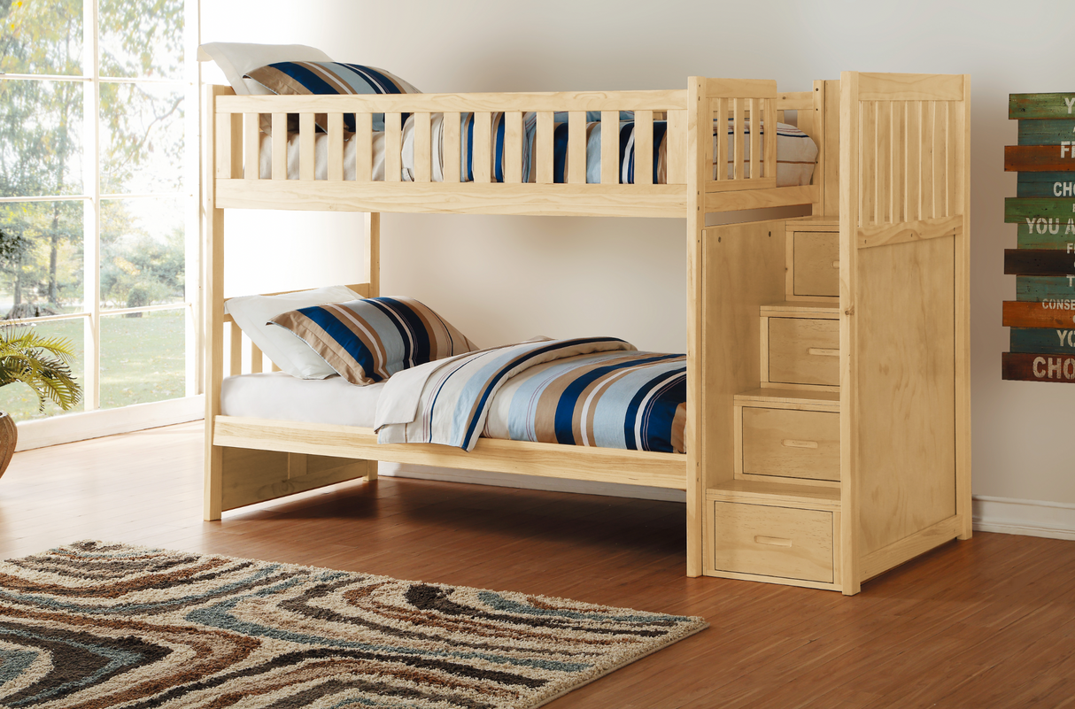 Bartly Pine Twin/Twin Step Bunk Bed