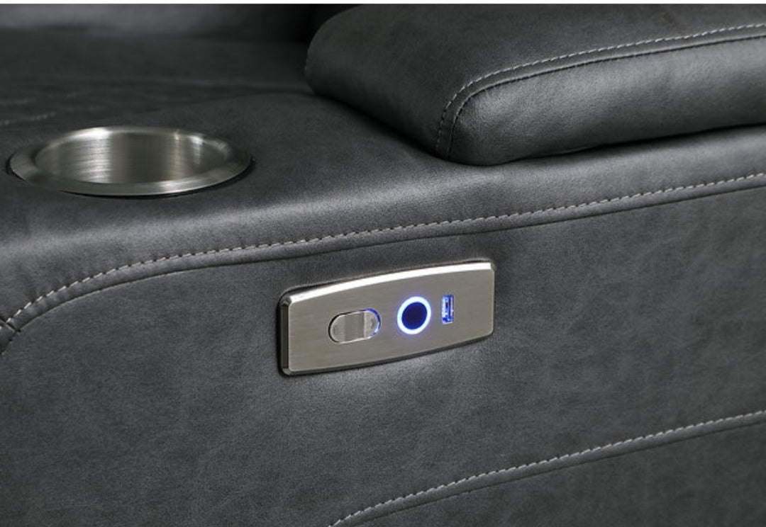 Ash Grey Power LED 3pc Reclining Set S9303 - Eve Furniture