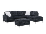 S123 Joy Black Velvet Reversible Sectional with Ottoman