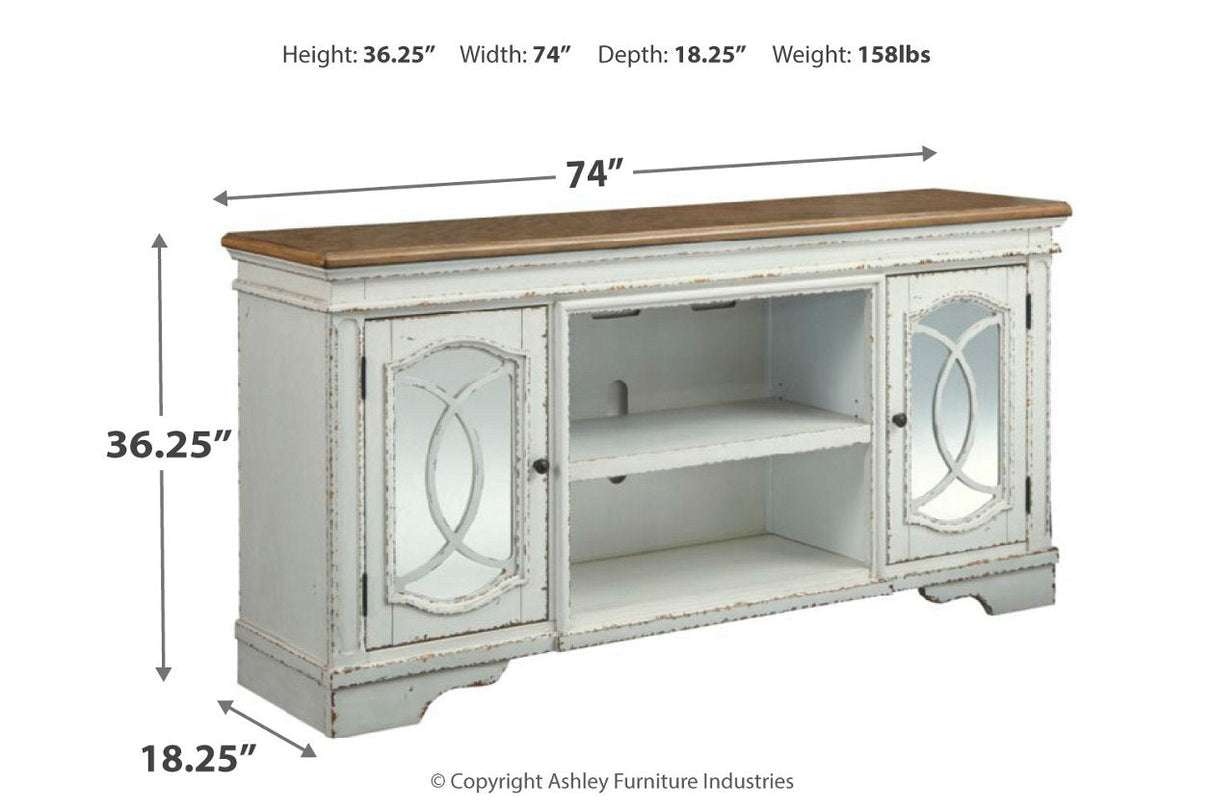 Realyn Chipped White 74" TV Stand