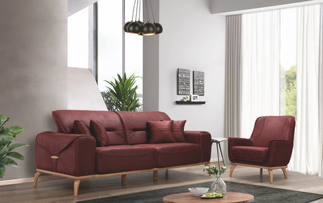 Oslo Sofa & Loveseat Fabric Upholstered - Burgundy