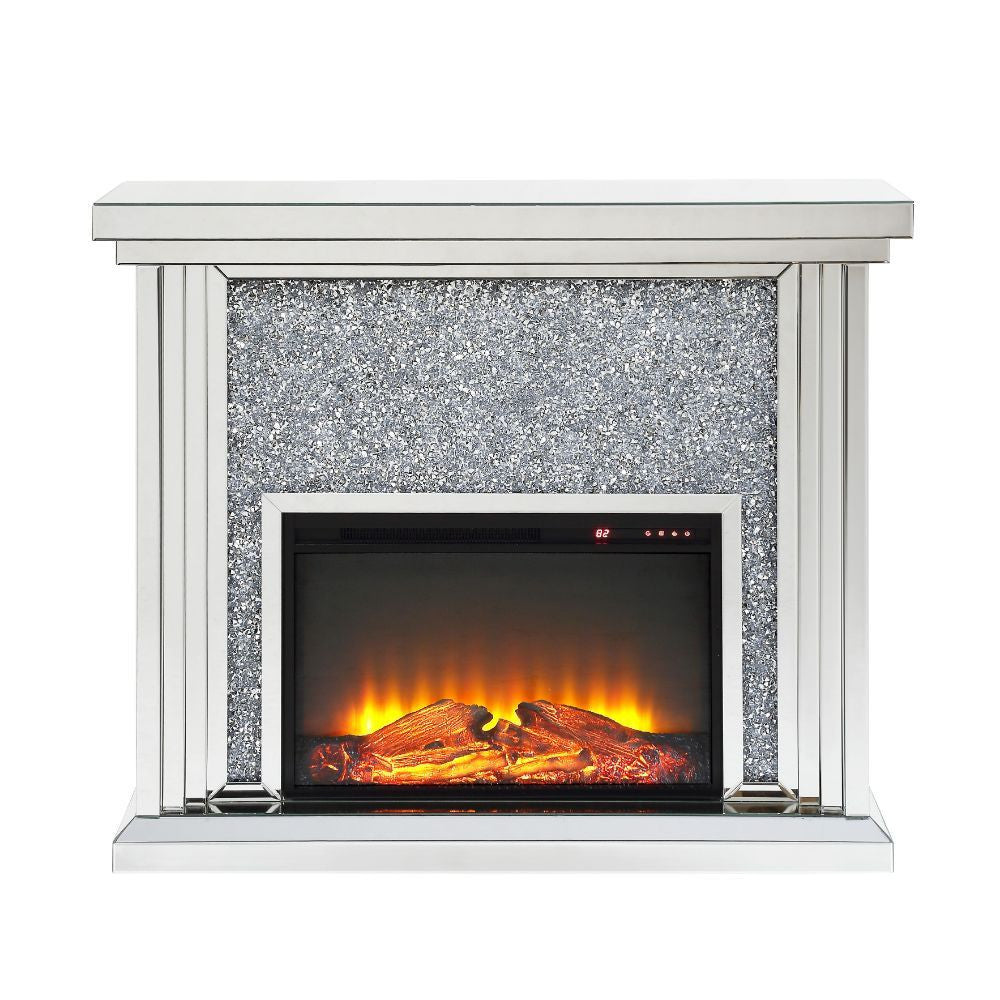 Camila Mirrored LED Fireplace with Bluetooth Speaker - Eve Furniture