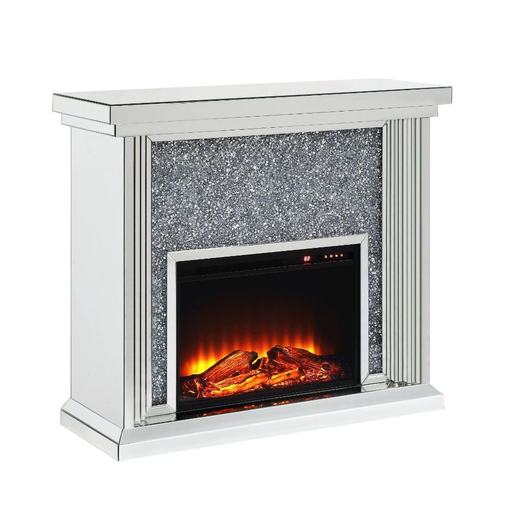 Camila Mirrored LED Fireplace with Bluetooth Speaker - Eve Furniture