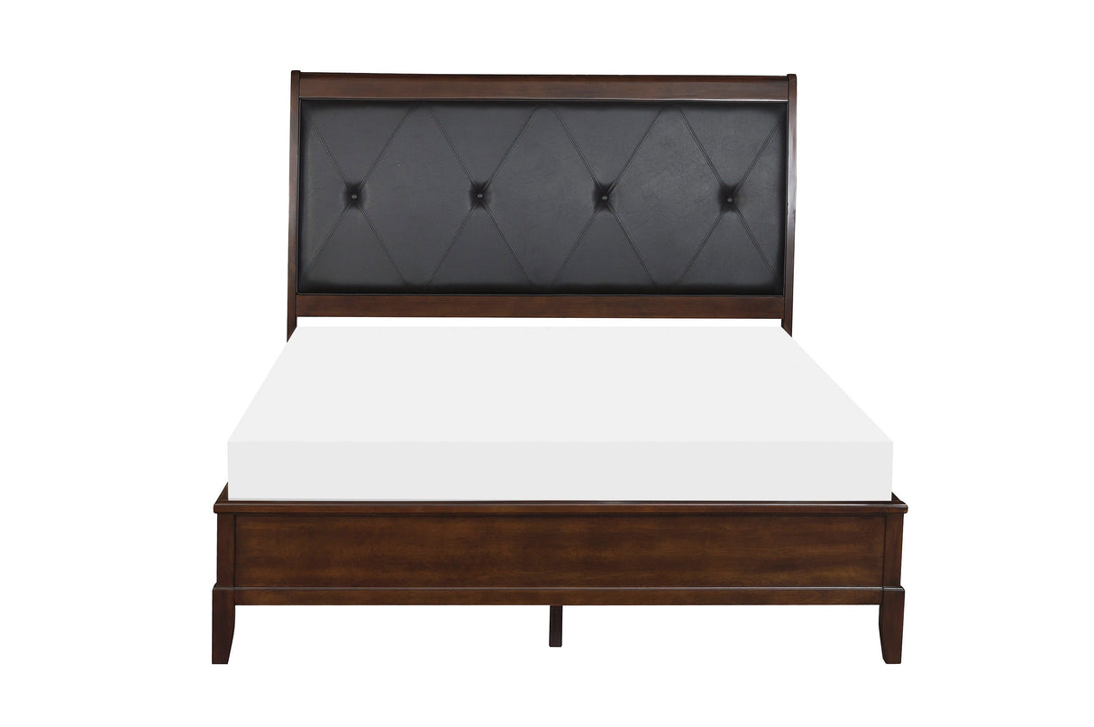 Cotterill Cherry Queen Upholstered Panel Bed