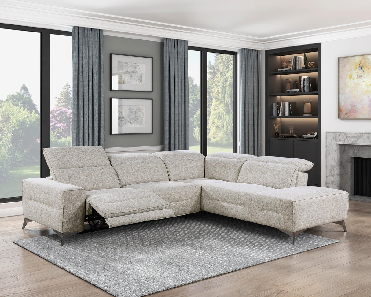 Adahlia Sand Power Reclining Sectional with Right Chaise by Homelegance at Eve Furniture