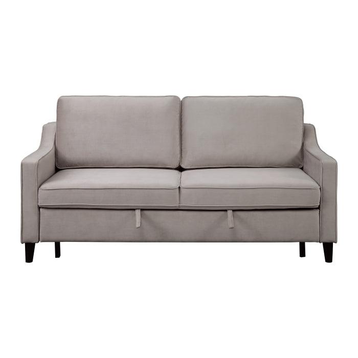 Adelia Cobblestone Velvet Convertible Studio Sofa with Pull-out Bed by Homelegance at Eve Furniture