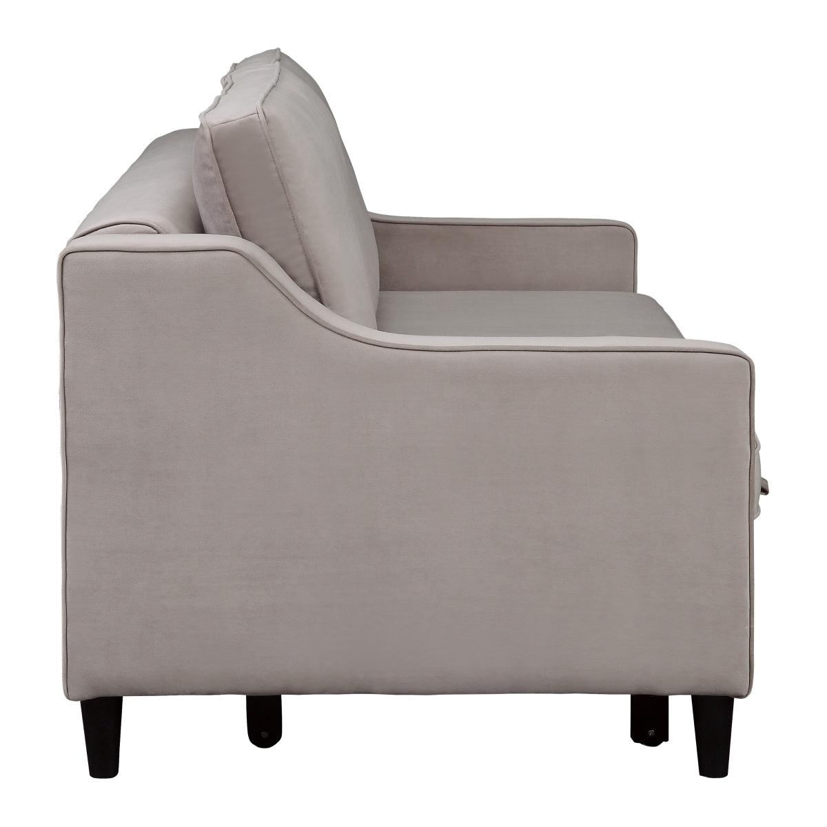 Adelia Cobblestone Velvet Convertible Studio Sofa with Pull-out Bed by Homelegance at Eve Furniture