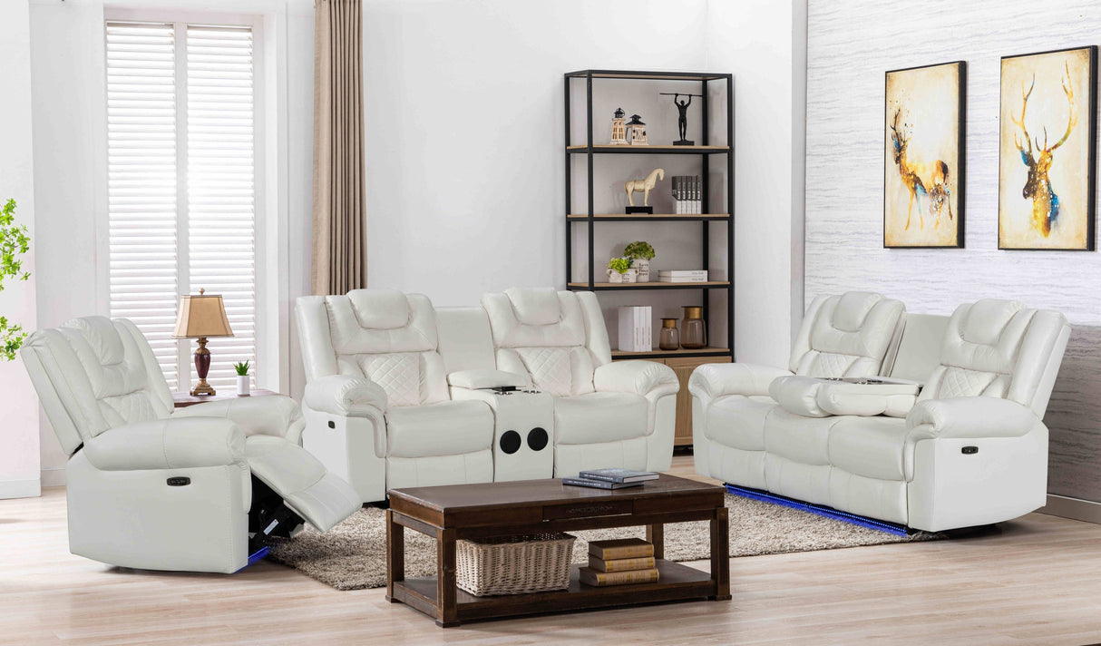 Alexa White - Alexa White - 3PC Power Reclining Set - Happy Homes - Eve Furniture