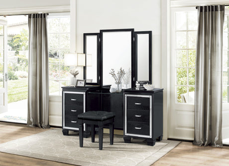 Allura Black Vanity Dresser with Mirror by Homelegance at Eve Furniture