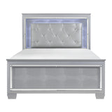 Allura Silver Queen LED Upholstered Panel Bed by Homelegance at Eve Furniture
