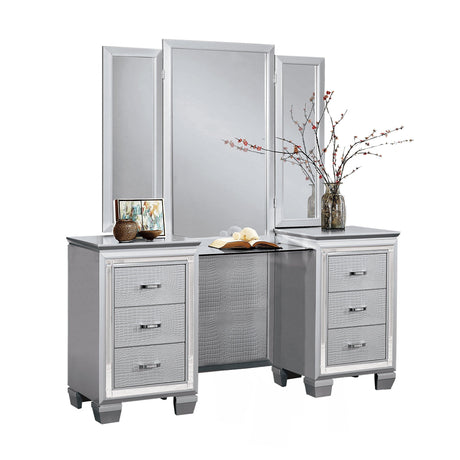 Allura Silver Vanity Dresser with Mirror by Homelegance at Eve Furniture