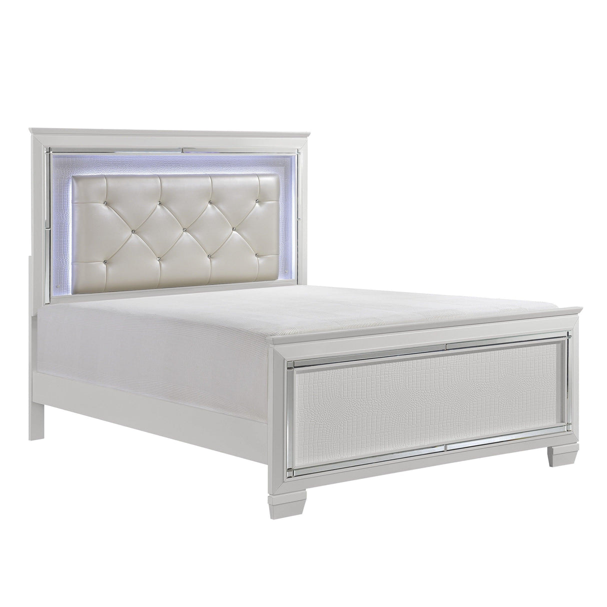 Allura White LED Upholstered Panel Bedroom Set by Homelegance at Eve Furniture