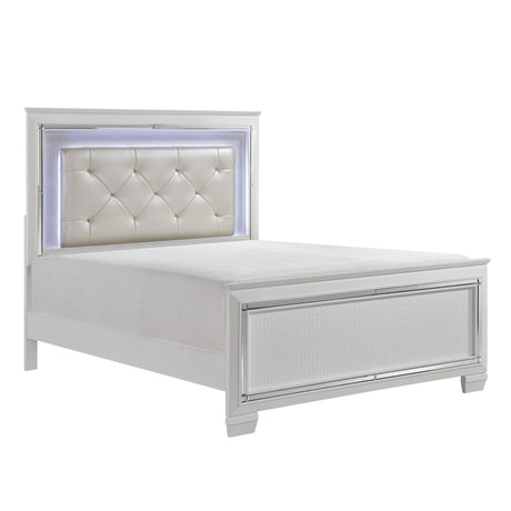 Allura White Queen LED Upholstered Panel Bed by Homelegance at Eve Furniture