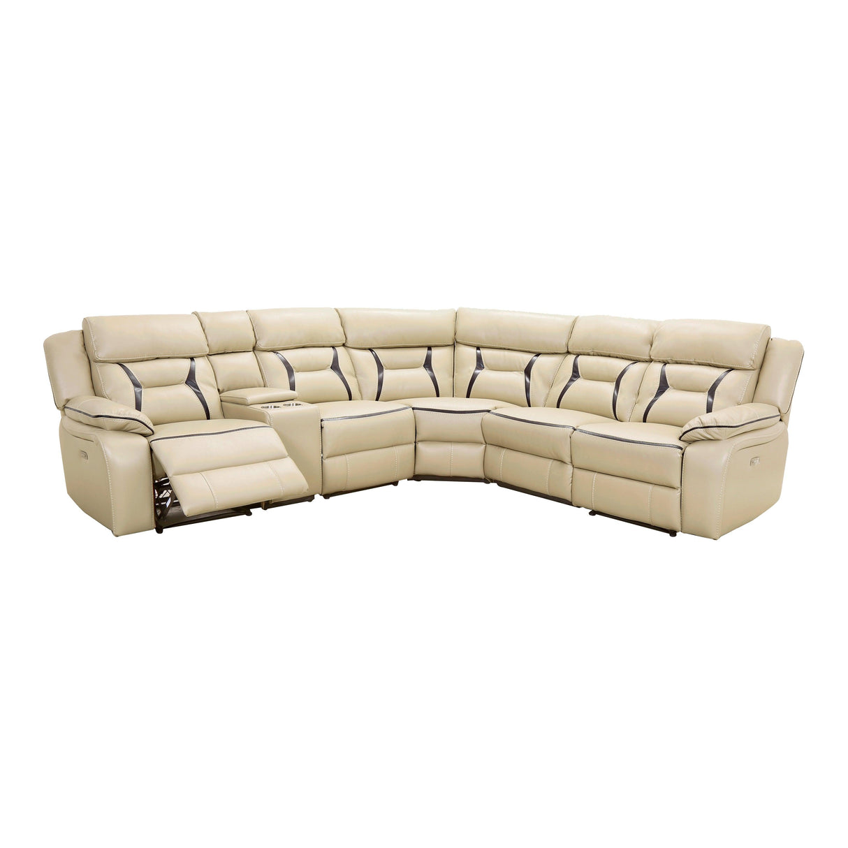 Amite Beige 6-Piece Modular Power Reclining Sectional by Homelegance at Eve Furniture