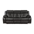 Amite Dark Gray Double Reclining Sofa by Homelegance at Eve Furniture