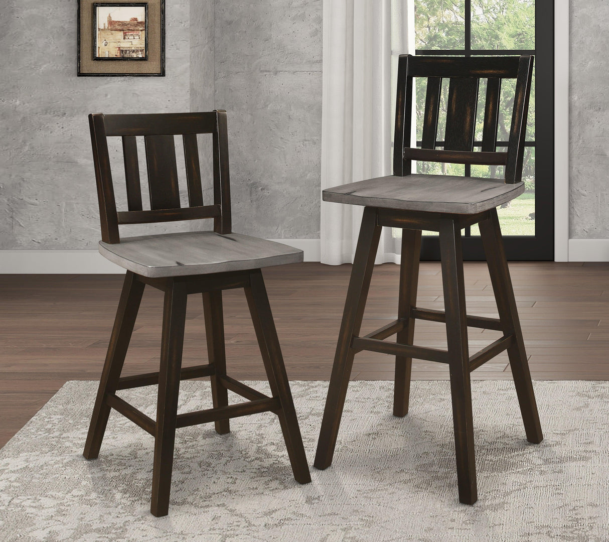 Amsonia Black Swivel Pub Counter Height Chairs, Set of 2 by Homelegance at Eve Furniture