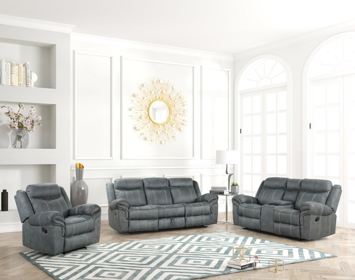 Andres 3-Piece Gray Leather Living Room Set by Happy Homes at Eve Furniture