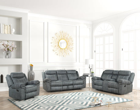 Andres 3-Piece Gray Leather Living Room Set by Happy Homes at Eve Furniture