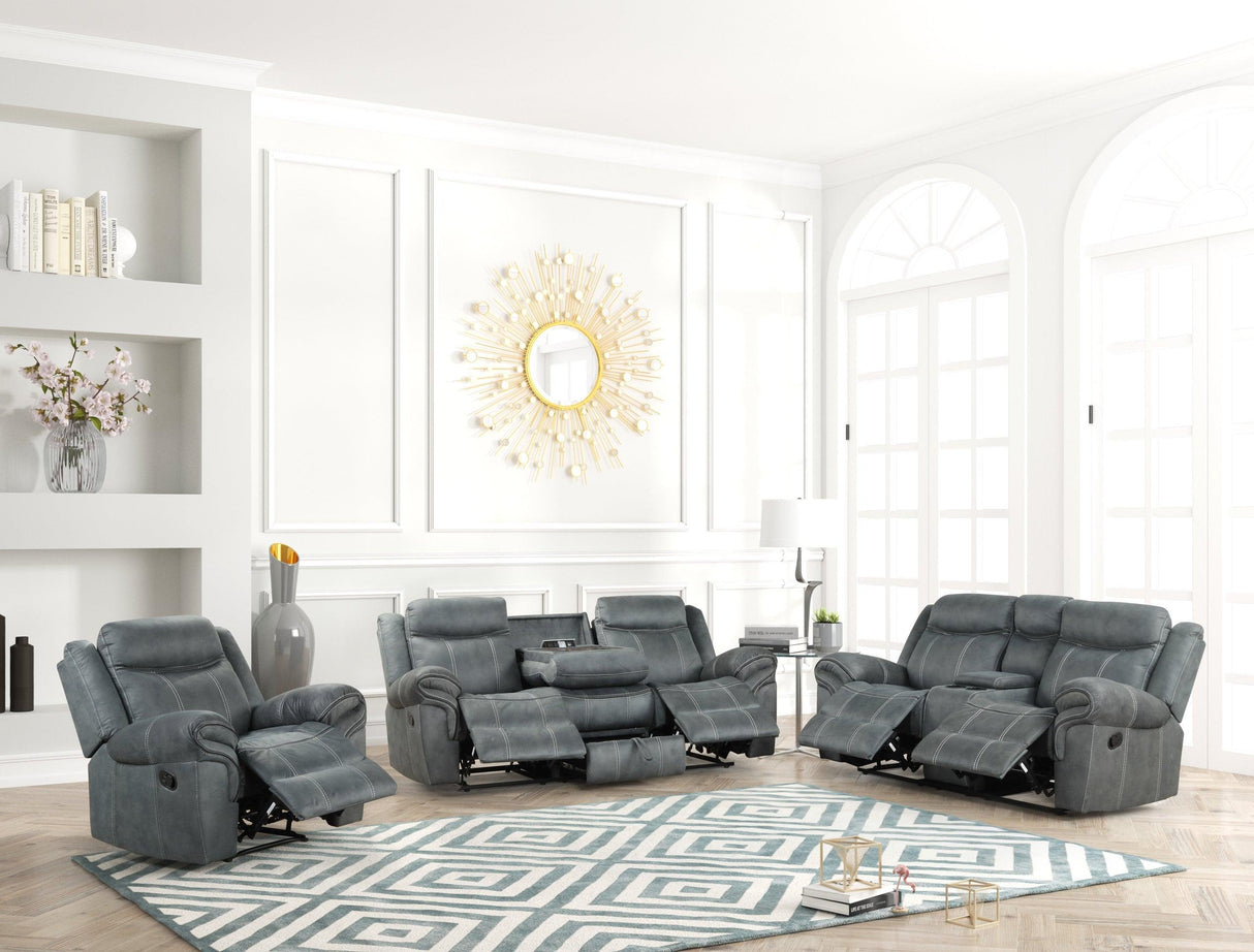 Andres 3-Piece Gray Leather Living Room Set by Happy Homes at Eve Furniture