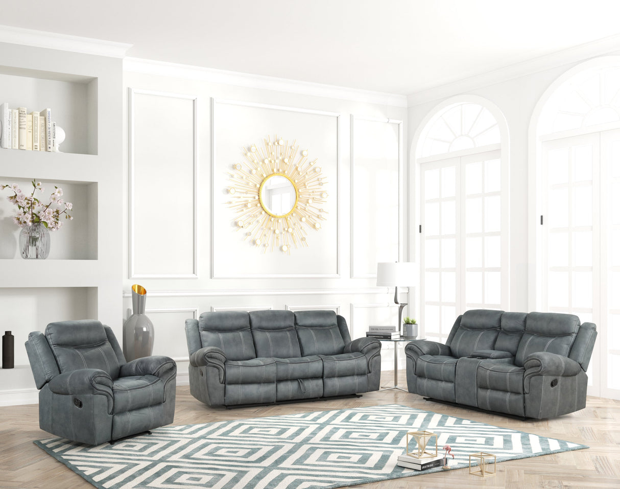 Gray Leather Living Room Set