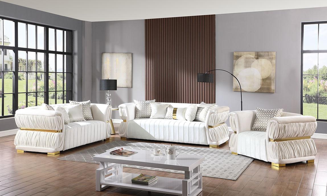 Anna White Living Room Set by New Era Innovations at Eve Furniture