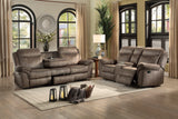 Aram Brown Fabric Double Reclining Sofa by Homelegance at Eve Furniture