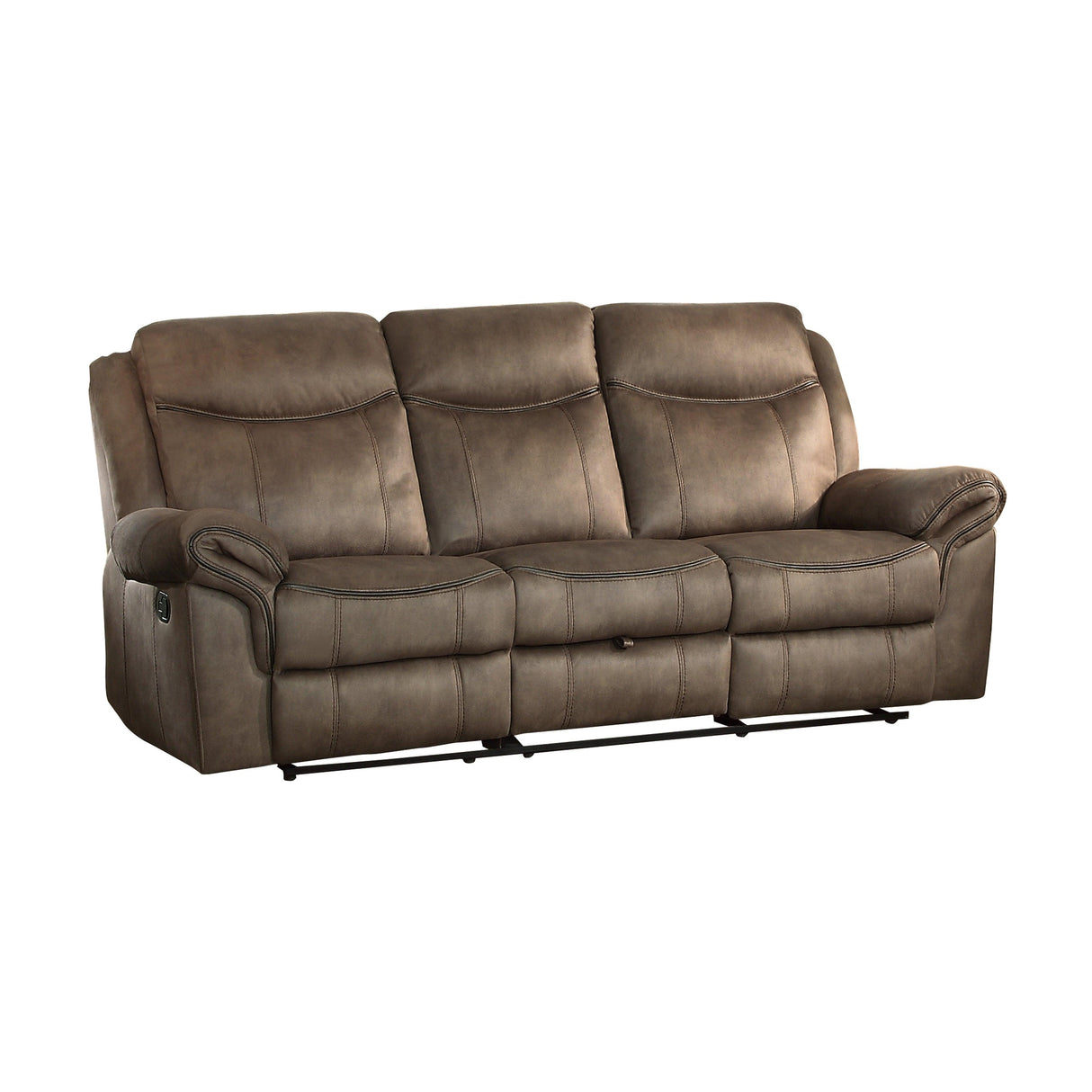 Aram Brown Fabric Double Reclining Sofa by Homelegance at Eve Furniture