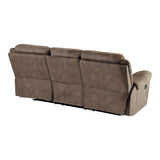 Aram Brown Fabric Double Reclining Sofa by Homelegance at Eve Furniture