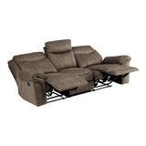 Aram Brown Fabric Double Reclining Sofa by Homelegance at Eve Furniture
