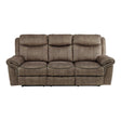 Aram Brown Fabric Double Reclining Sofa by Homelegance at Eve Furniture