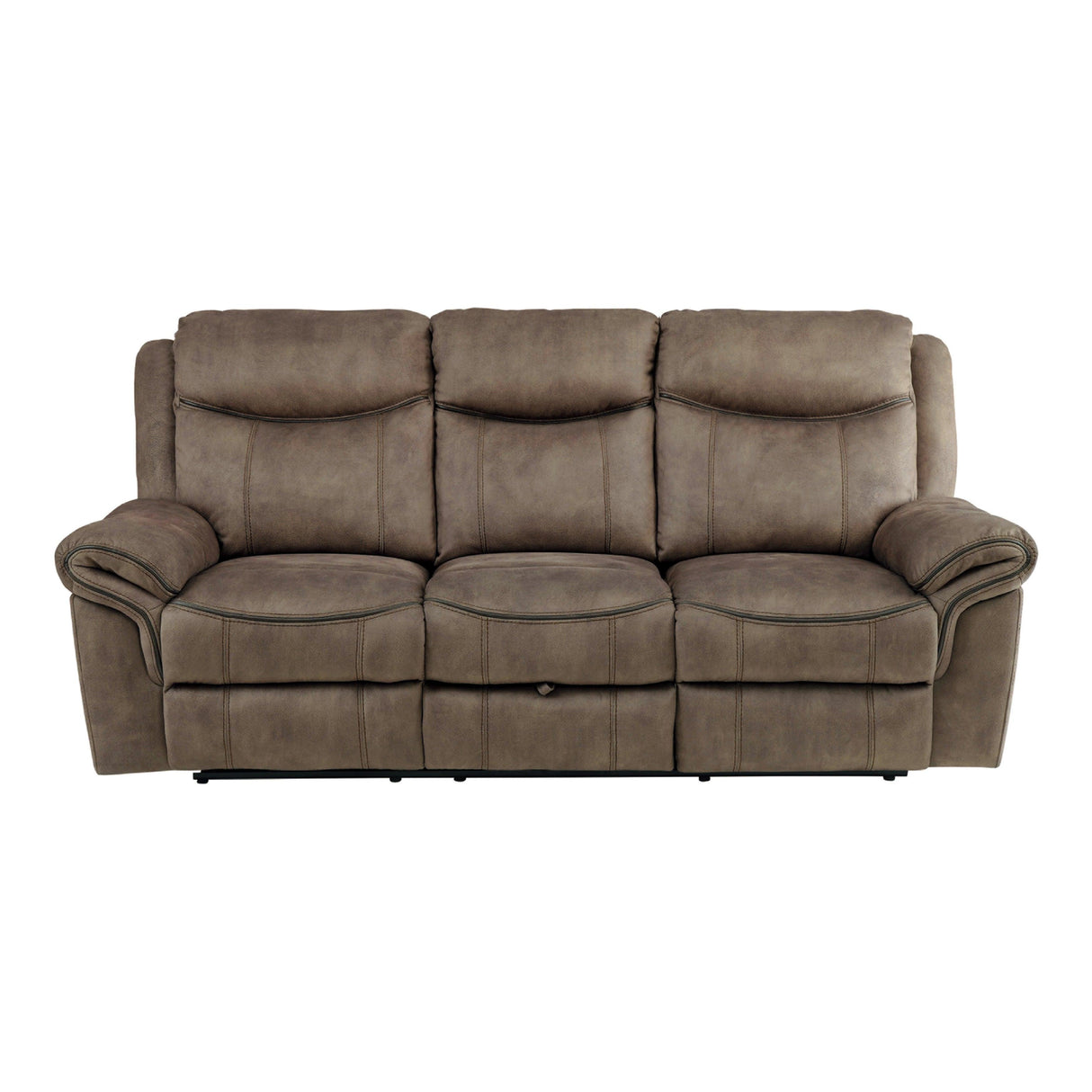 Aram Brown Fabric Double Reclining Sofa by Homelegance at Eve Furniture
