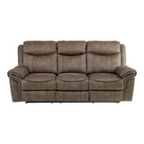 Aram Brown Fabric Double Reclining Sofa by Homelegance at Eve Furniture