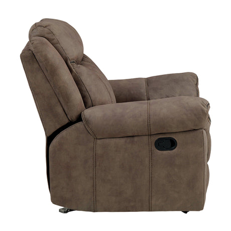 Aram Brown Fabric Glider Reclining Chair by Homelegance at Eve Furniture