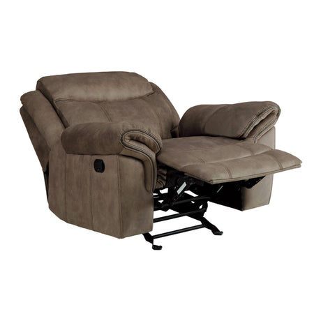 Aram Brown Fabric Glider Reclining Chair by Homelegance at Eve Furniture
