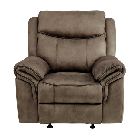 Aram Brown Fabric Glider Reclining Chair by Homelegance at Eve Furniture