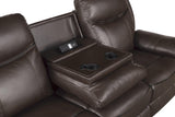 Aram Dark Brown Faux Leather Double Reclining Sofa by Homelegance at Eve Furniture