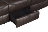 Aram Dark Brown Faux Leather Double Reclining Sofa by Homelegance at Eve Furniture