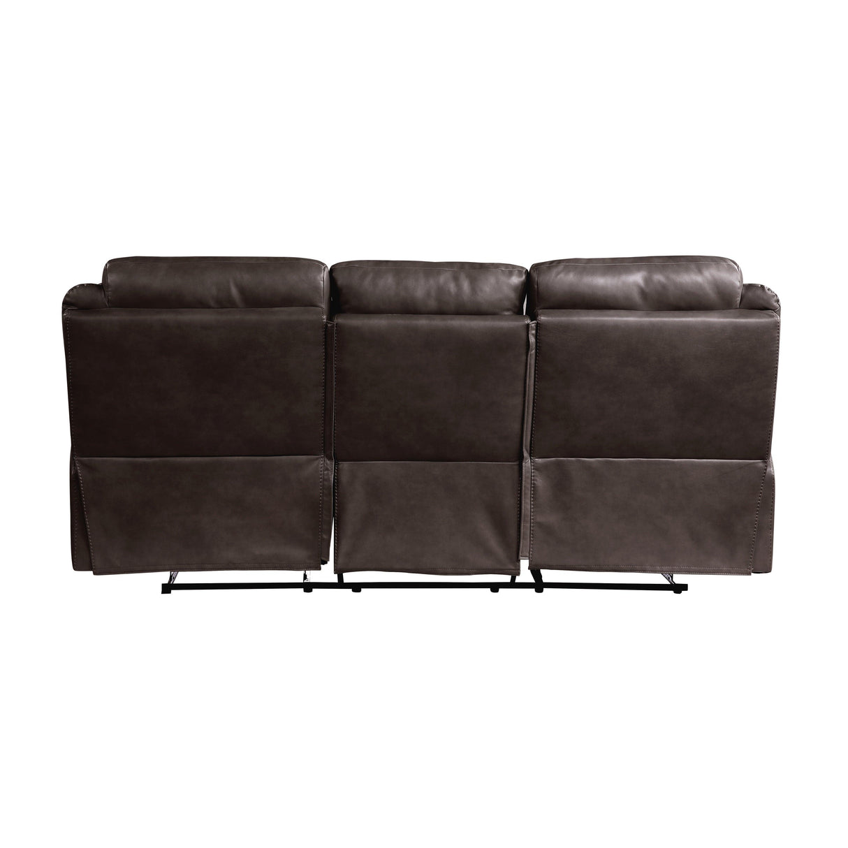 Aram Dark Brown Faux Leather Double Reclining Sofa by Homelegance at Eve Furniture