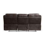 Aram Dark Brown Faux Leather Double Reclining Sofa by Homelegance at Eve Furniture