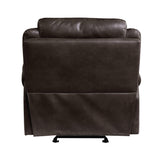 Aram Dark Brown Faux Leather Glider Reclining Chair by Homelegance at Eve Furniture