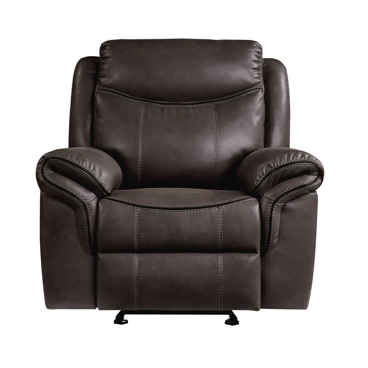 Aram Dark Brown Faux Leather Glider Reclining Chair by Homelegance at Eve Furniture
