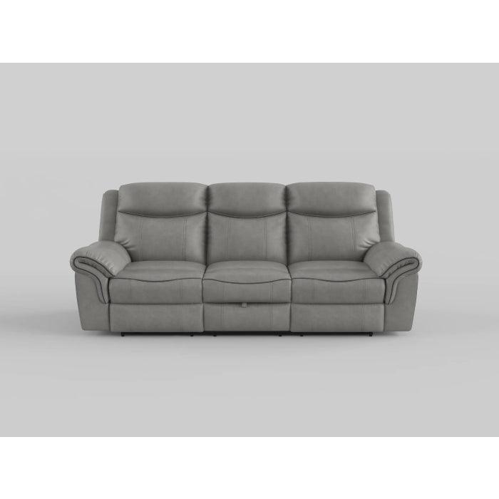 Aram Gray Faux Leather Double Reclining Sofa by Homelegance at Eve Furniture