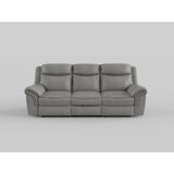 Aram Gray Faux Leather Double Reclining Sofa by Homelegance at Eve Furniture