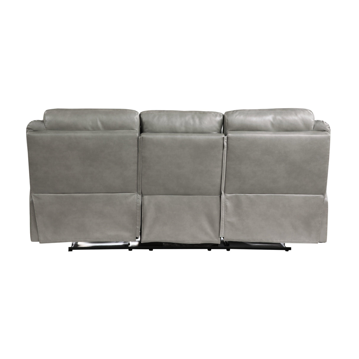 Aram Gray Faux Leather Double Reclining Sofa by Homelegance at Eve Furniture